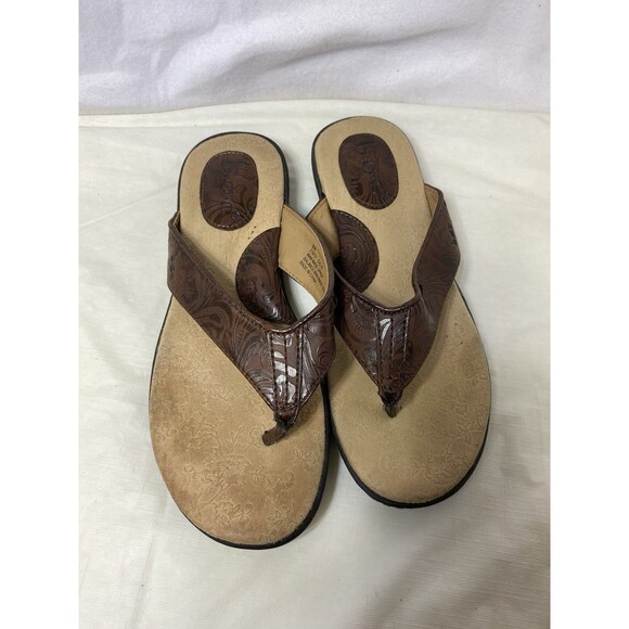 BOC Born Concept Sandals Womens 8 M Flip Flop Brown Faux Leather Toe Post Z10757 - Picture 8 of 8